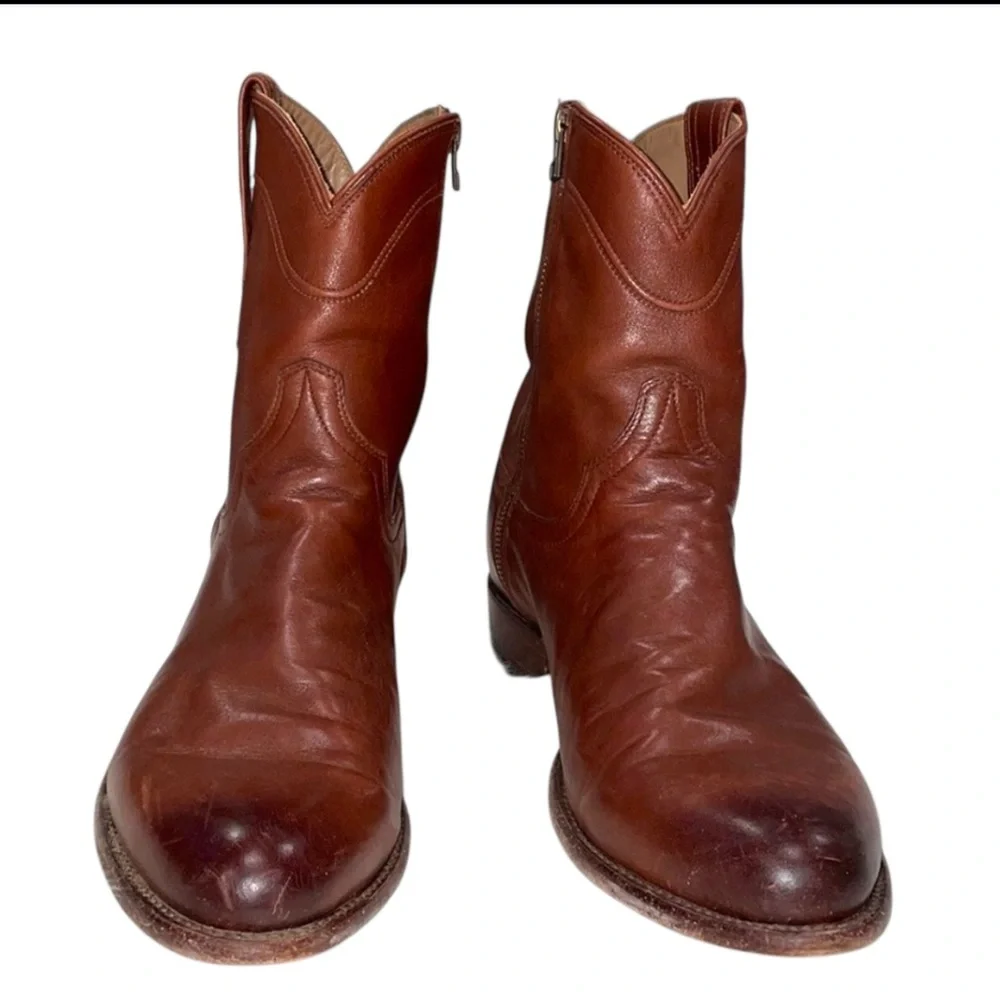 Tecovas Men's The Dean Scotch Brown Goat Leather Side-Zip Western Boots 11 EE - Picture 12 of 15